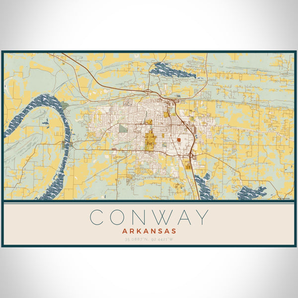 Conway - Arkansas Map Print in Woodblock