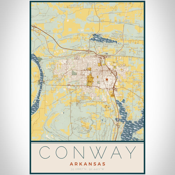 Conway - Arkansas Map Print in Woodblock
