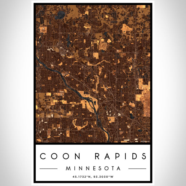 Coon Rapids - Minnesota Map Print in Ember