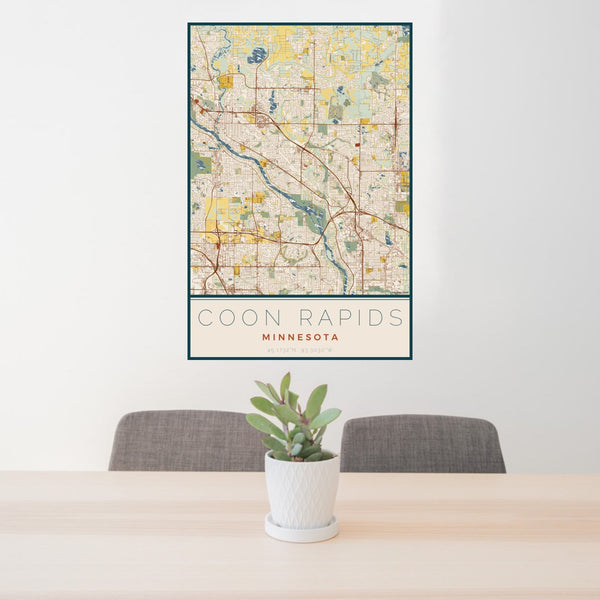 Coon Rapids - Minnesota Map Print in Woodblock