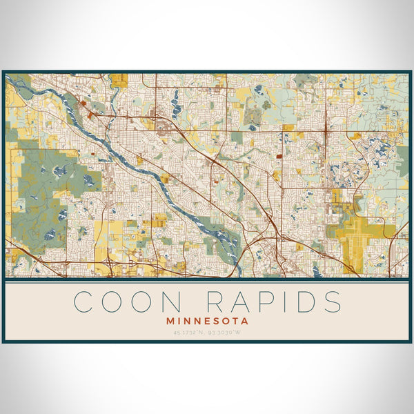 Coon Rapids - Minnesota Map Print in Woodblock