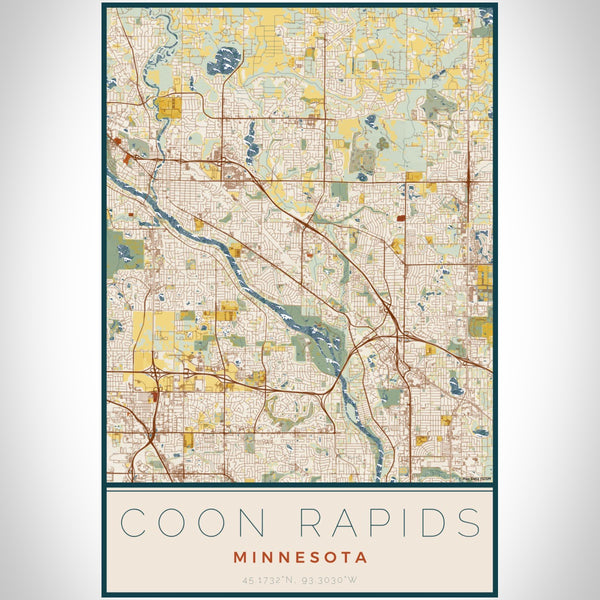 Coon Rapids - Minnesota Map Print in Woodblock