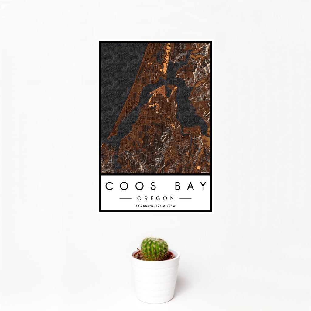 Coos Bay - Oregon Map Print in Ember