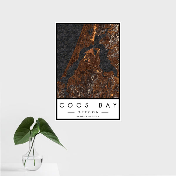Coos Bay - Oregon Map Print in Ember