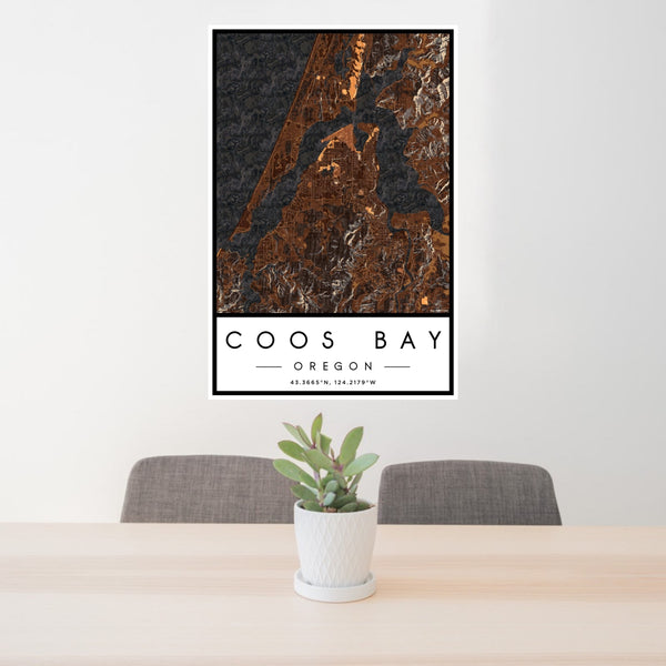Coos Bay - Oregon Map Print in Ember
