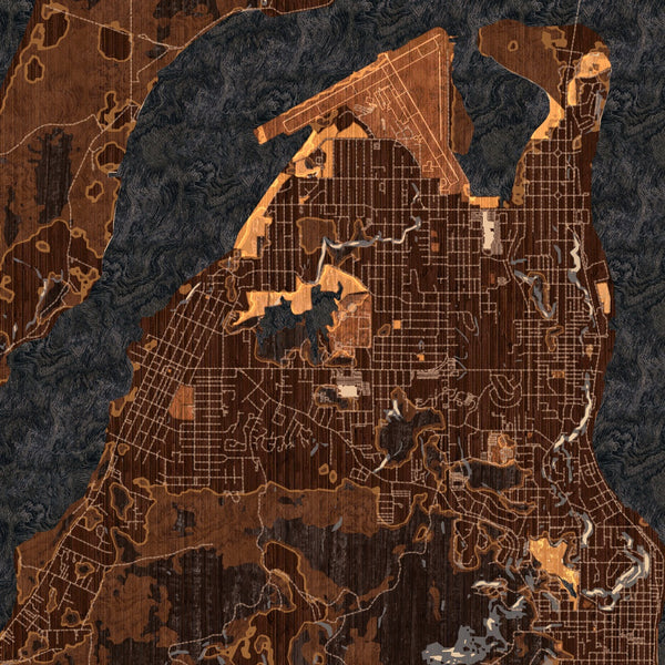 Coos Bay - Oregon Map Print in Ember