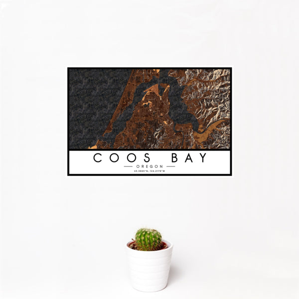 Coos Bay - Oregon Map Print in Ember