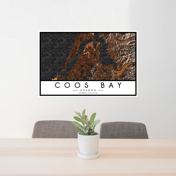 Coos Bay - Oregon Map Print in Ember
