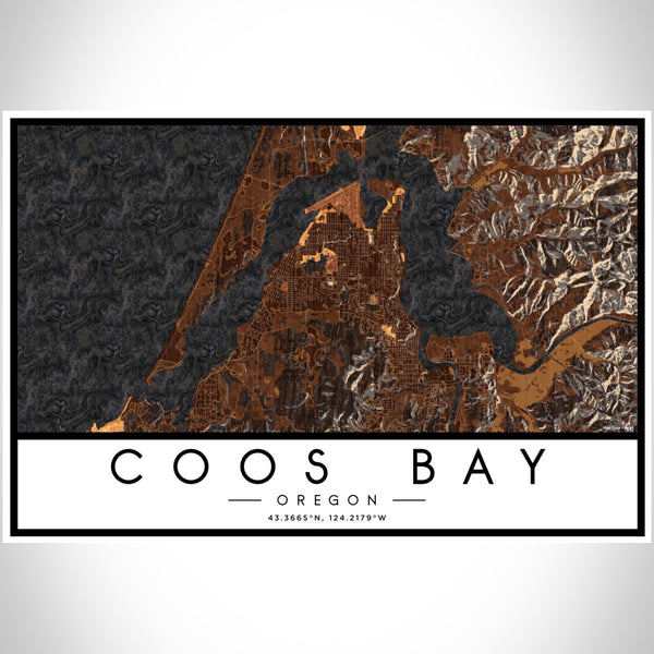 Coos Bay - Oregon Map Print in Ember