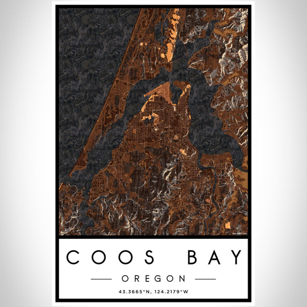 Coos Bay - Oregon Map Print in Ember