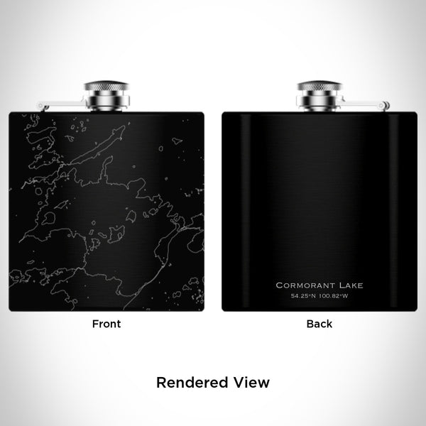 Cormorant Lake - Manitoba Map Hip Flask in Matte Black