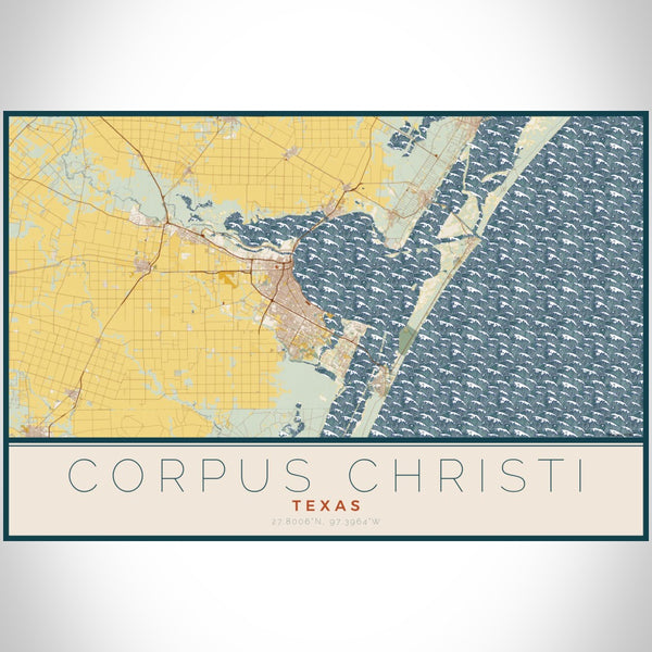 Corpus Christi - Texas Map Print in Woodblock