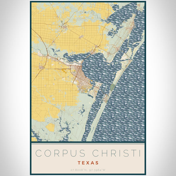 Corpus Christi - Texas Map Print in Woodblock