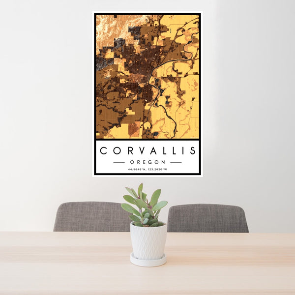 Corvallis - Oregon Map Print in Ember