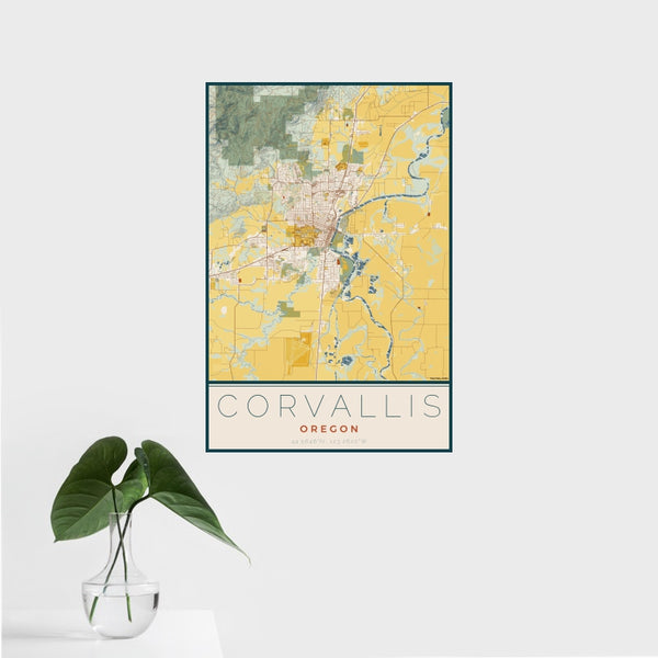 Corvallis - Oregon Map Print in Woodblock