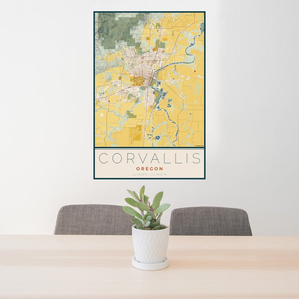 Corvallis - Oregon Map Print in Woodblock