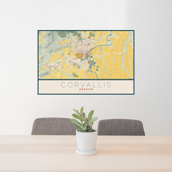 Corvallis - Oregon Map Print in Woodblock