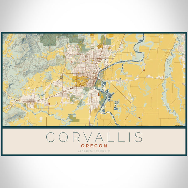 Corvallis - Oregon Map Print in Woodblock