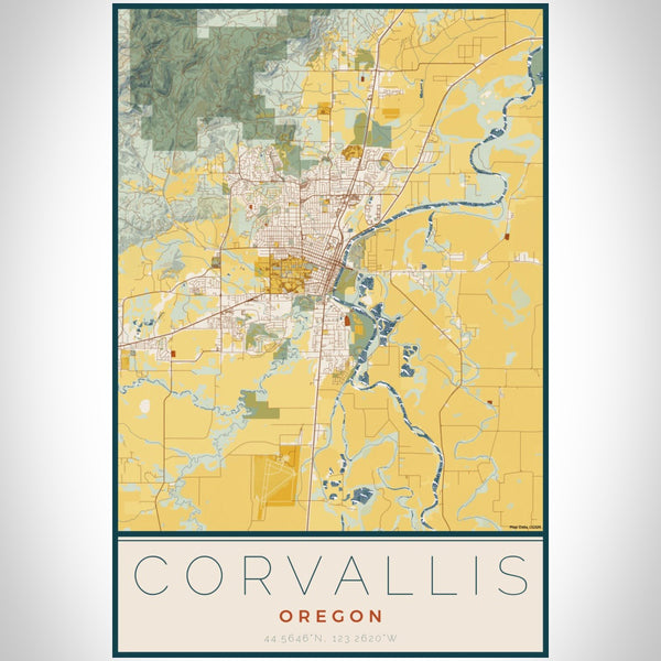 Corvallis - Oregon Map Print in Woodblock