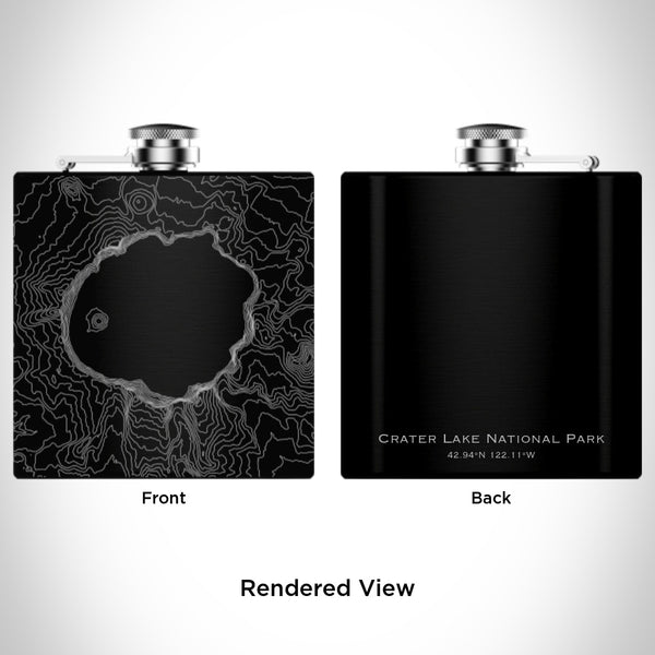 Crater Lake National Park - Oregon Map Hip Flask in Matte Black