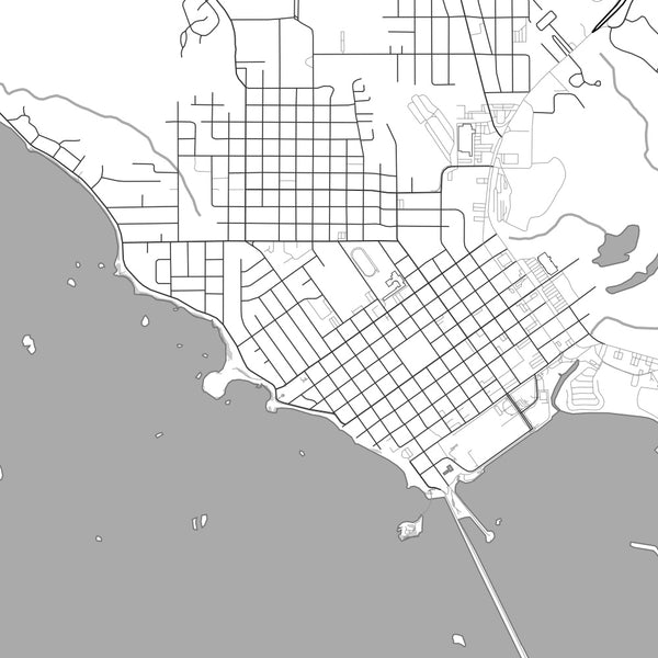 Crescent City California Map Print in Classic Style Zoomed In Close Up Showing Details
