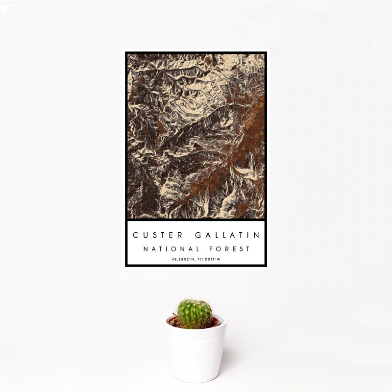 Custer Gallatin - National Forest Map Print in Ember