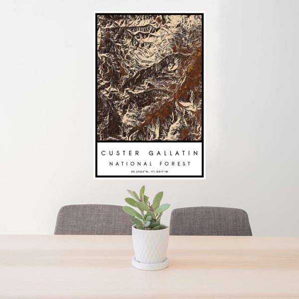 Custer Gallatin - National Forest Map Print in Ember