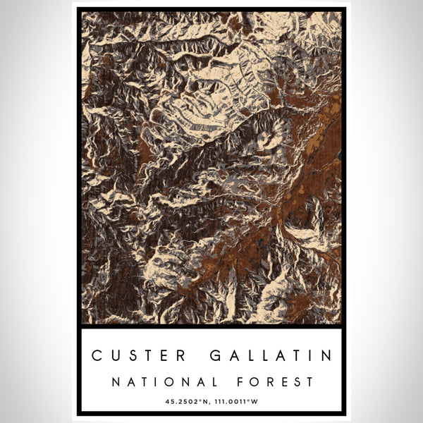 Custer Gallatin - National Forest Map Print in Ember