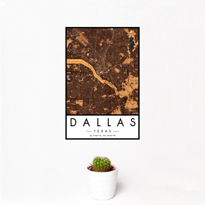Dallas - Texas Map Print in Ember