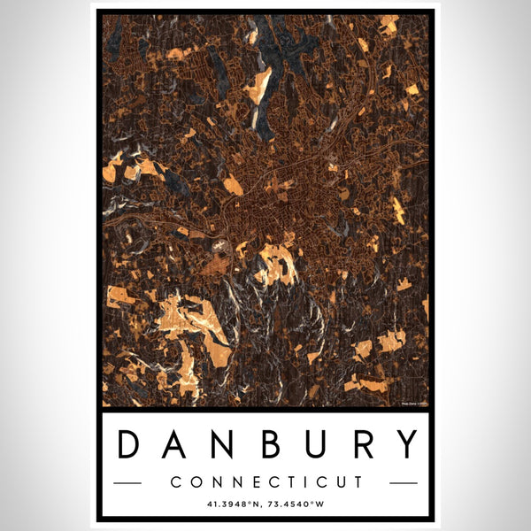 Danbury - Connecticut Map Print in Ember