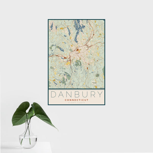 Danbury - Connecticut Map Print in Woodblock
