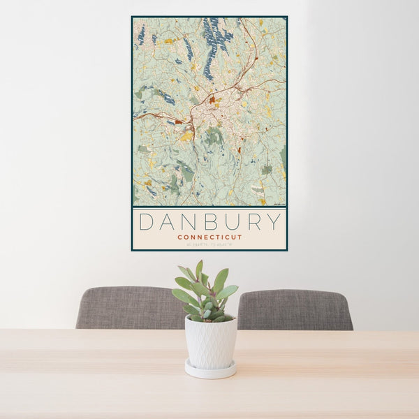 Danbury - Connecticut Map Print in Woodblock