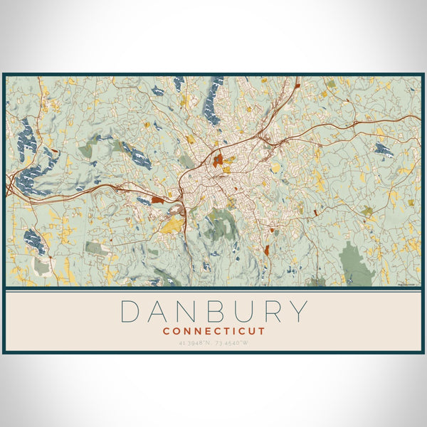 Danbury - Connecticut Map Print in Woodblock