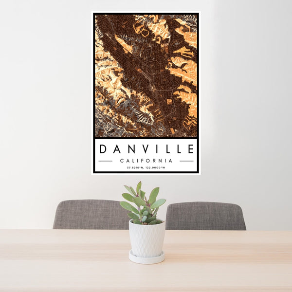 Danville - California Map Print in Ember