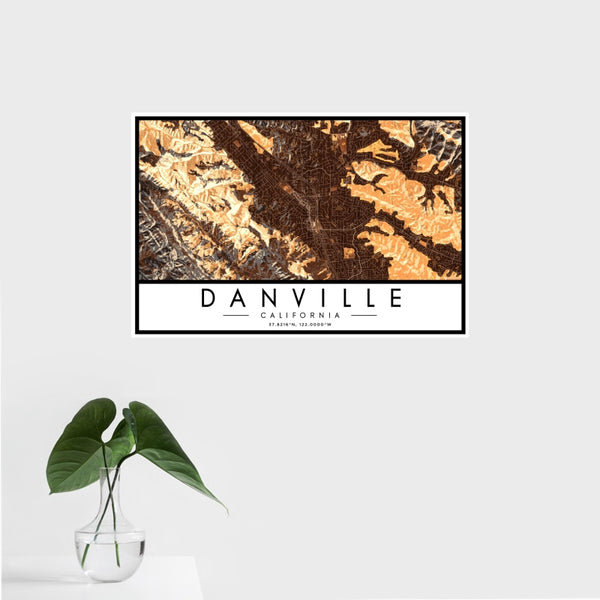 Danville - California Map Print in Ember