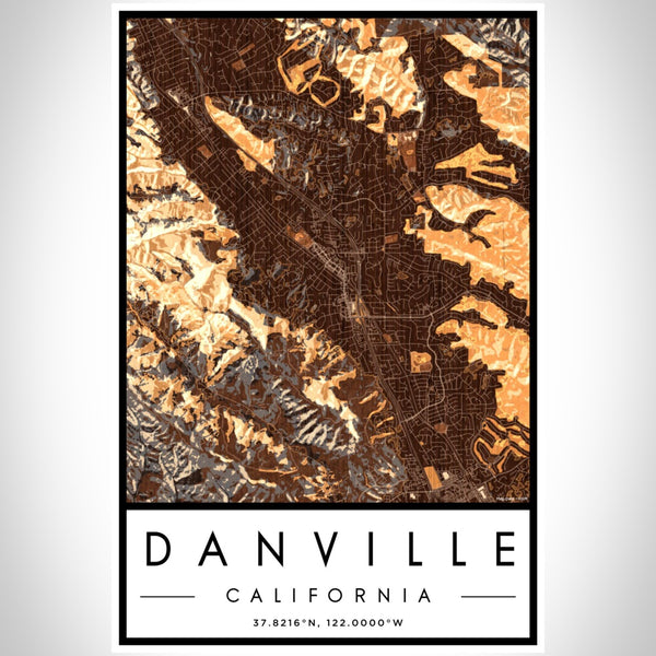 Danville - California Map Print in Ember