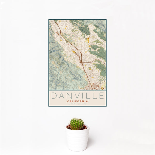 Danville - California Map Print in Woodblock