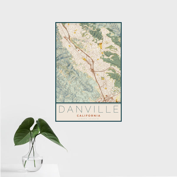 Danville - California Map Print in Woodblock