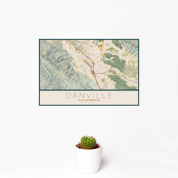 Danville - California Map Print in Woodblock