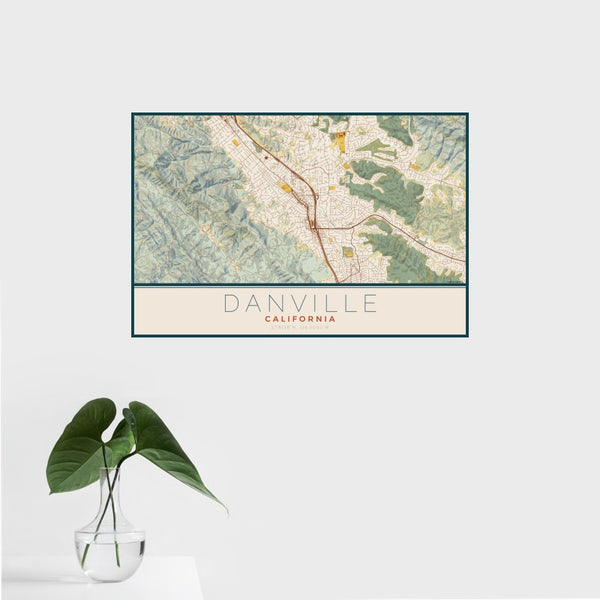 Danville - California Map Print in Woodblock