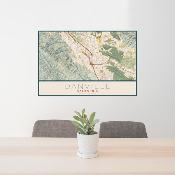 Danville - California Map Print in Woodblock