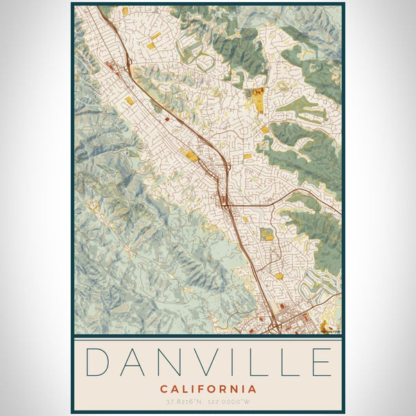 Danville - California Map Print in Woodblock