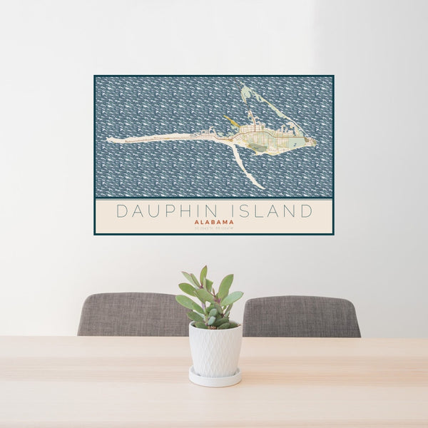 Dauphin Island - Alabama Map Print in Woodblock
