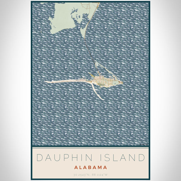Dauphin Island - Alabama Map Print in Woodblock