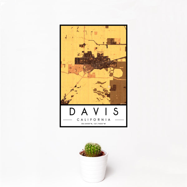 Davis - California Map Print in Ember