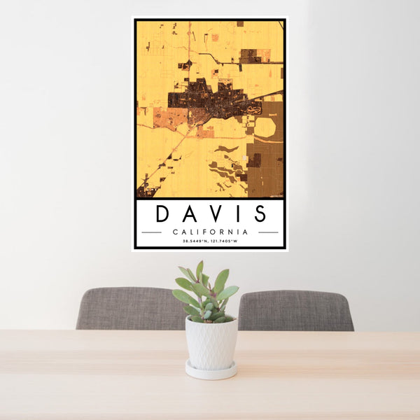 Davis - California Map Print in Ember