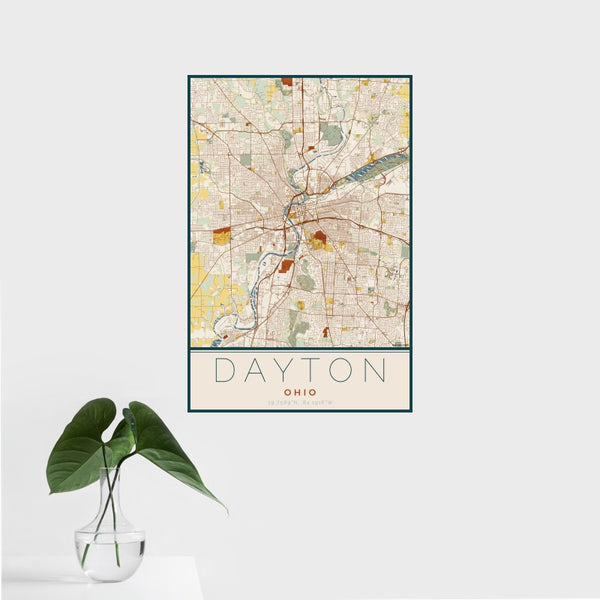Dayton - Ohio Map Print in Woodblock