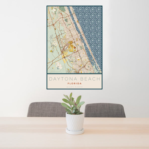 Daytona Beach - Florida Map Print in Woodblock