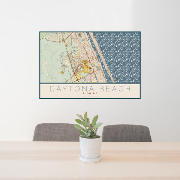 Daytona Beach - Florida Map Print in Woodblock