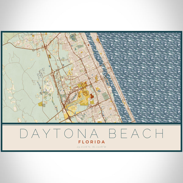 Daytona Beach - Florida Map Print in Woodblock
